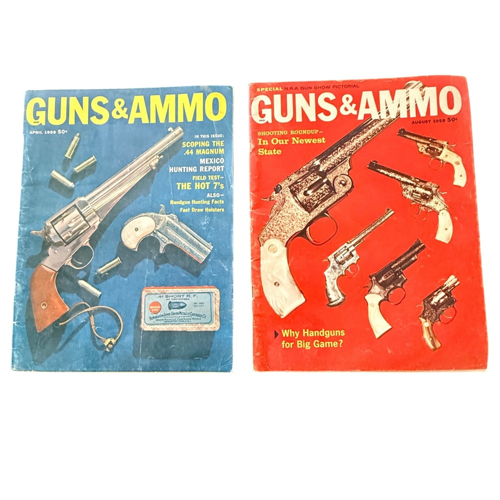 Vintage Guns & Ammo Magazine Lot April August 1959 NRA Gun Show 2 Issues